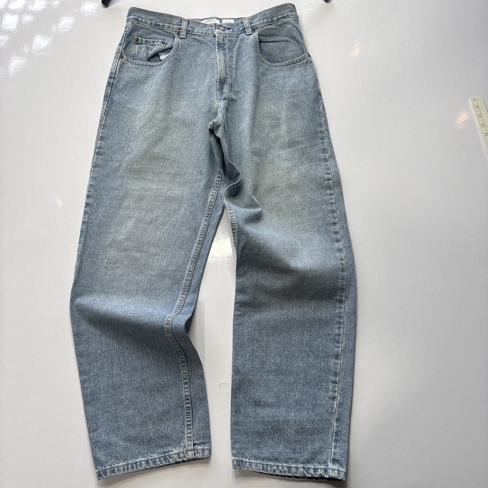 Vintage Old Navy Wide Leg Jeans Mens 34x32 Baggy Fit Grunge Light Wash Y2K